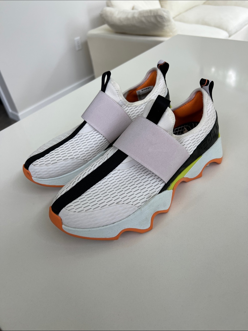 SOREL kinetic impact II strap slip-on sneakers sea salt koi white black pink 10